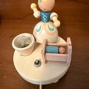 Charming Cream and Blue Wooden Nightlight for Baby